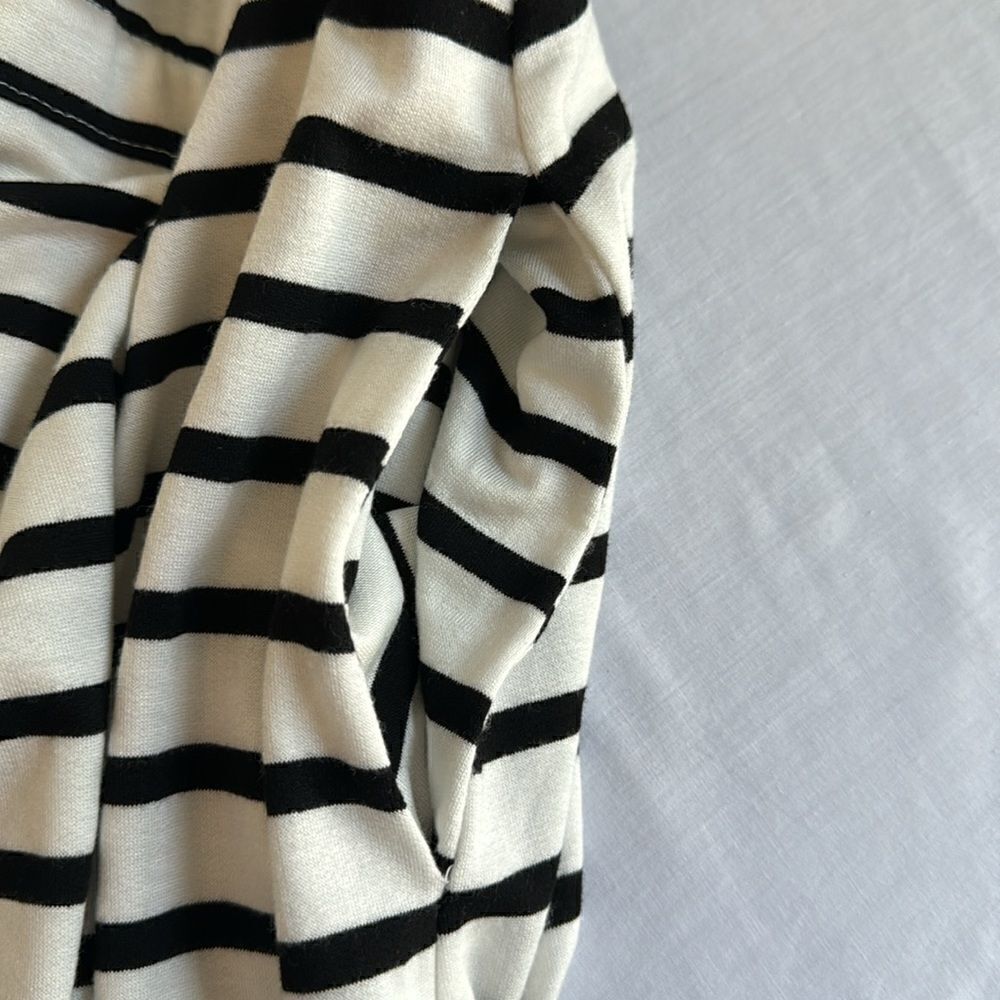Gibson Como Knit dress Black White Stripe jersey sleeveless belted dress M - Picture 9 of 11